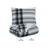 Benzara 3 Piece Fabric King Comforter Set with Plaid Pattern, Black and Gray BM227612 Black, Gray Fabric BM227612