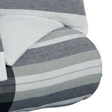 Benzara 3 Piece Fabric Queen Comforter Set with Plaid Pattern, Black and Gray BM227613 Black, Gray Fabric BM227613