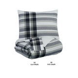 Benzara 3 Piece Fabric Queen Comforter Set with Plaid Pattern, Black and Gray BM227613 Black, Gray Fabric BM227613