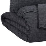 Benzara 3 Piece Quilted Texture King Coverlet Set, Charcoal BM227616 Gray Fabric BM227616