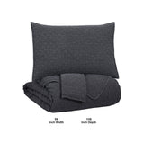 Benzara 3 Piece Quilted Texture King Coverlet Set, Charcoal BM227616 Gray Fabric BM227616