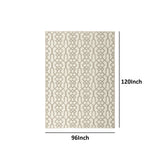 Benzara Machine Tufted Fabric Rug with Open Trellis Pattern, Large, Cream and Brown BM227684 Cream, Brown Fabric BM227684