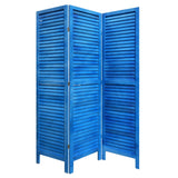 Wooden 3 Panel Shutter Screen with Fitted Slats, Light Blue