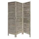 Wooden 3 Panel Shutter Screen with Fitted Slats, Gray