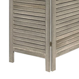 Benzara Wooden 3 Panel Shutter Screen with Fitted Slats, Gray BM228611 Gray Solid Wood BM228611