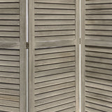 Benzara Wooden 3 Panel Shutter Screen with Fitted Slats, Gray BM228611 Gray Solid Wood BM228611