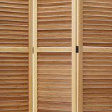 Benzara Wooden 3 Panel Shutter Screen with Bamboo Slats, Natural Brown BM228612 Brown Solid Wood BM228612