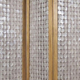 Benzara 3 Panel Wooden Screen with Pearl Motif Accent, Brown and Silver BM228613 Brown and Silver Solid Wood BM228613