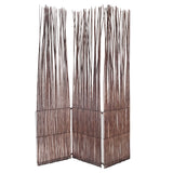 3 Panel Willow Panel Screen with Metal Hinges, Natural Brown