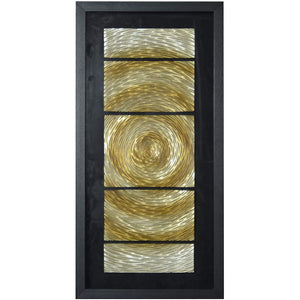 Benzara Glass Enclosed Shadow Box with 3 Dimensional Artwork, Black and Gold BM228622 Black and Gold Solid Wood and Glass BM228622