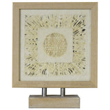 Benzara Wooden Tabletop Shadow Box with Abstract Artwork, Brown BM228623 Brown Solid Wood and Fabric BM228623