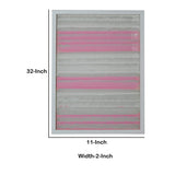 Benzara Rectangular Wooden Shadow Box with Abstract Horizontal Lines, Gray and Pink BM228626 Gray and Pink Solid Wood BM228626