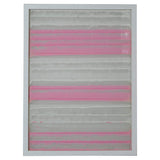 Rectangular Wooden Shadow Box with Abstract Horizontal Lines, Gray and Pink