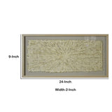 Benzara Rectangular Wooden Shadow Box with Fiber Accent Artwork, Brown and Cream BM228628 Brown and Cream Solid Wood and Fabric BM228628