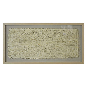 Benzara Rectangular Wooden Shadow Box with Fiber Accent Artwork, Brown and Cream BM228628 Brown and Cream Solid Wood and Fabric BM228628