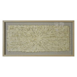 Rectangular Wooden Shadow Box with Fiber Accent Artwork, Brown and Cream