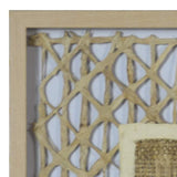 Benzara Wooden Frame Shadow Box with Abstract Weaved Pattern, Brown and Cream BM228630 Brown and Cream Solid Wood BM228630