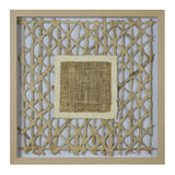 Benzara Wooden Frame Shadow Box with Abstract Weaved Pattern, Brown and Cream BM228630 Brown and Cream Solid Wood BM228630