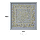 Benzara Wooden Shadow Box with Abstract Weaving Pattern, Gray and Cream BM228631 Gray and Cream Solid Wood BM228631