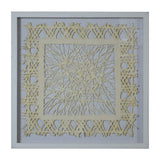 Wooden Shadow Box with Abstract Weaving Pattern, Gray and Cream