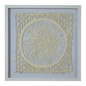 Benzara Wooden Shadow Box with Abstract Weaved Pattern, Gray and Cream BM228632 Gray and Cream Solid Wood BM228632