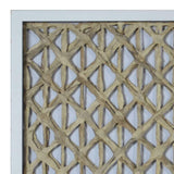 Benzara Wooden Shadow Box with Abstract Interweaving Pattern, Gray and Cream BM228633 Gray and Cream Solid Wood BM228633