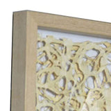 Benzara Wooden Shadow Box with Abstract Knot Pattern, Brown and Cream BM228636 Brown and Cream Solid Wood BM228636