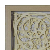 Benzara Wooden Frame Shadow Box with Abstract Knot Pattern, Brown and Cream BM228637 Brown and Cream Solid Wood BM228637