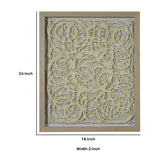 Benzara Wooden Frame Shadow Box with Abstract Knot Pattern, Brown and Cream BM228637 Brown and Cream Solid Wood BM228637
