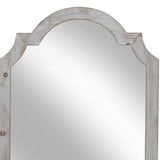 Benzara Wooden Frame Wall Mirror with Clipped Corners, Distressed White BM229459 White Solid wood, Mirror BM229459