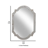 Benzara Wooden Frame Wall Mirror with Clipped Corners, Distressed White BM229459 White Solid wood, Mirror BM229459