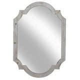 Benzara Wooden Frame Wall Mirror with Clipped Corners, Distressed White BM229459 White Solid wood, Mirror BM229459