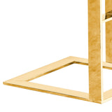 Benzara 22 Inch Metal Box Frame Glass Top Side Table, Gold BM229525 Gold Metal, Glass BM229525