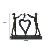 Benzara 15 Inch Polyresin Family Figurine with Heart Sculpture, Bronze BM229552 Brown Polyresin BM229552