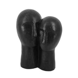 Benzara 11 Inch Polyresin Couple Head Sculpture, Black BM229553 Black Polyresin BM229553