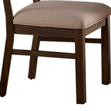 Benzara Ladder Back Side Chair with Distressed Detail, Set of 2, Brown and Beige BM229992 Brown and Beige Solid Wood, Veneer and Fabric BM229992