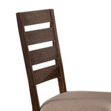 Benzara Ladder Back Side Chair with Distressed Detail, Set of 2, Brown and Beige BM229992 Brown and Beige Solid Wood, Veneer and Fabric BM229992