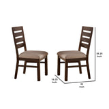 Benzara Ladder Back Side Chair with Distressed Detail, Set of 2, Brown and Beige BM229992 Brown and Beige Solid Wood, Veneer and Fabric BM229992