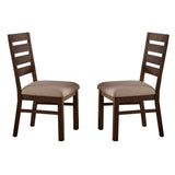Ladder Back Side Chair with Distressed Detail, Set of 2, Brown and Beige