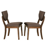 Benzara Transitional Fabric Side Chair with Sloped Open Back,Set of 2, Walnut Brown BM230002 Brown Solid Wood, Veneer and Fabric BM230002