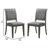 Benzara Transitional Fabric Side Chair with Sleigh Padded Back, Set of 2, Gray BM230005 Gray Solid Wood, Veneer and Fabric BM230005
