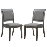 Benzara Transitional Fabric Side Chair with Sleigh Padded Back, Set of 2, Gray BM230005 Gray Solid Wood, Veneer and Fabric BM230005