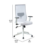 Benzara Adjustable Mesh Fabric High Back Office with Metal Star Base, White BM230014 White Fabric and Metal BM230014