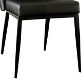 Benzara Contemporary Leatherette Side Chair with Metal Tapered Legs, Set of 2, Gray BM230019 Gray Metal and Leatherette BM230019