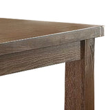 Benzara Rustic Plank Wooden Counter Height Table with Block Legs, Oak Brown BM230024 Brown Solid Wood and Veneer BM230024