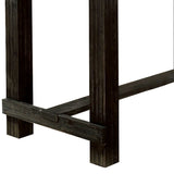 Benzara Rustic Plank Wooden Bar Table with Block Legs, Antique Black BM230029 Brown Solid Wood and Veneer BM230029