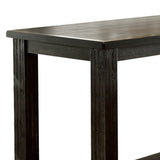 Benzara Rustic Plank Wooden Bar Table with Block Legs, Antique Black BM230029 Brown Solid Wood and Veneer BM230029