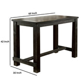 Benzara Rustic Plank Wooden Bar Table with Block Legs, Antique Black BM230029 Brown Solid Wood and Veneer BM230029