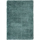 Power Loomed Polyester Rug with Textured Details, Turquoise Blue