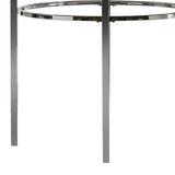 Benzara Contemporary Round Dining Table with Faux Marble Top, White and Chrome BM230032 White and Chrome Metal and Faux Marble BM230032